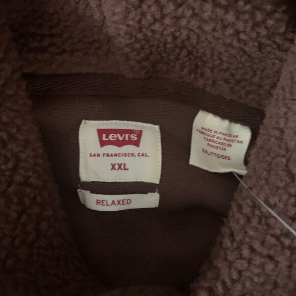 Levi's Men's Sherpa Brown Cozy Up Relaxed Fit Hooded Sweatshirt XXL Soft Warm - Picture 7 of 9